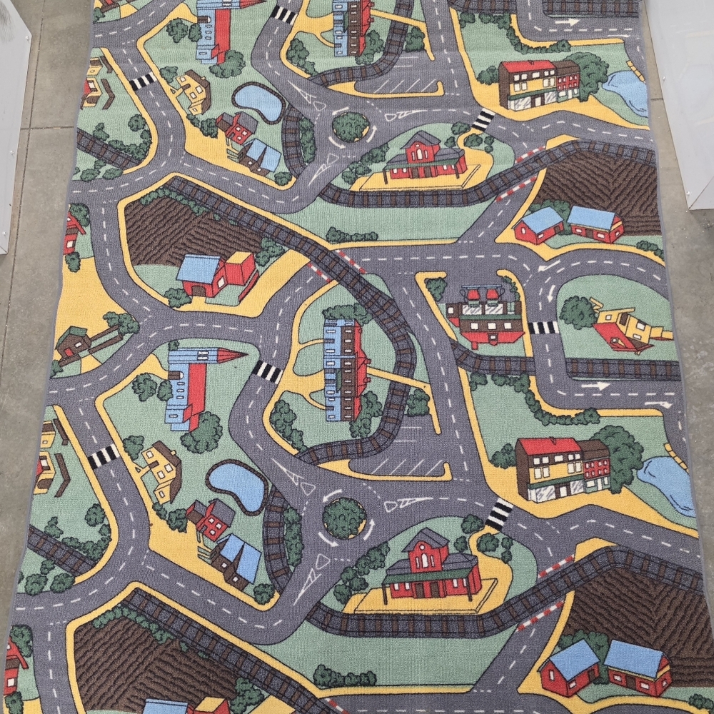 Couristan Playtime Full Village and Roads  RUG ~ Soft & Scotchguarded!